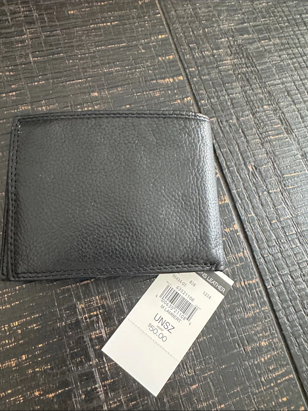 Wilsons Leather Black Genuine Leather Bi-Fold Wallet with Tag